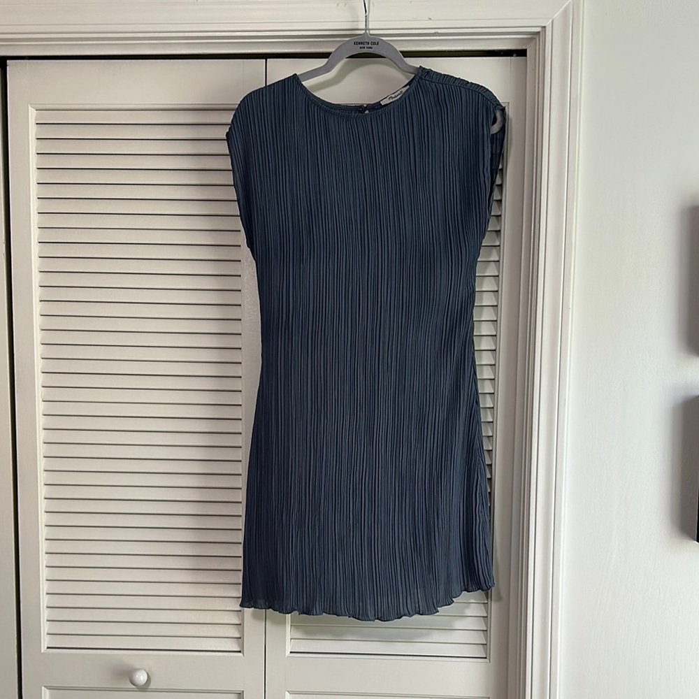 Madewell Slate Blue Pleated Midi Dress